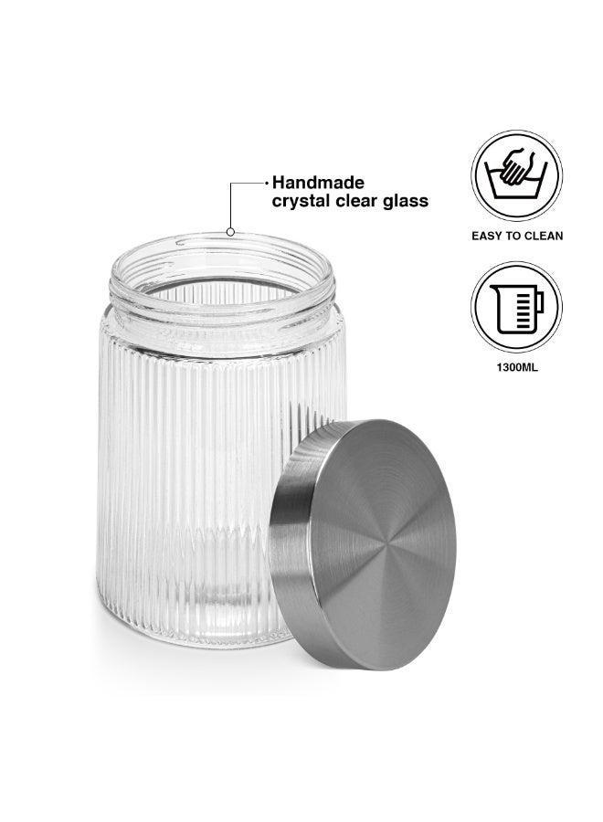 Fissman 4-Piece Food Storage Jars 1300ml (Glass) - Image 4